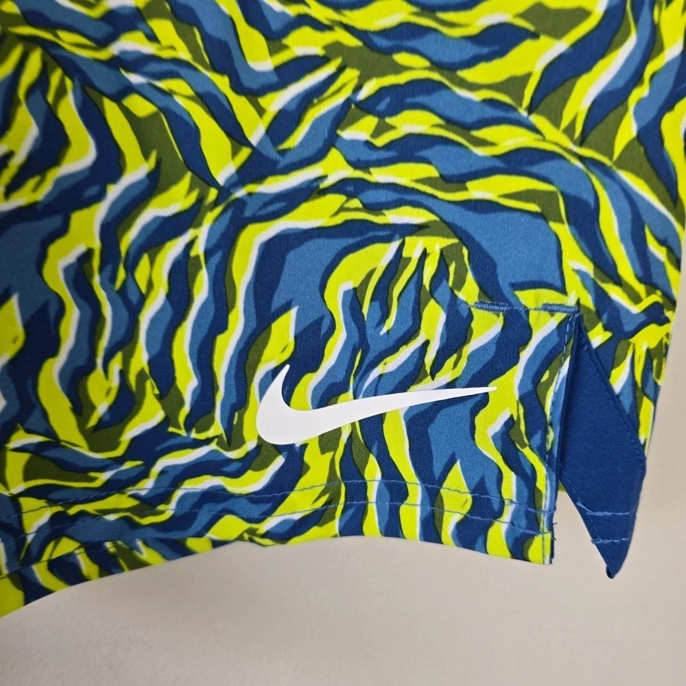 Nike Swim Shorts Men's Size 34 Blue Yellow Zebra Print Board Shorts